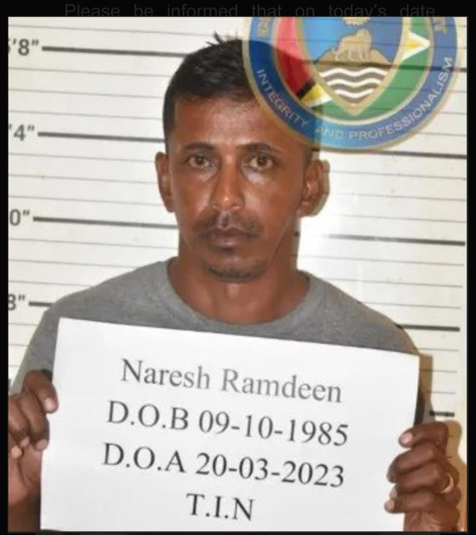 CONVICTION - Naresh Ramdeen was found guilty of trafficking 13.348kgs of cannabis in Anna Regina Magistrate's Court on March 13, 2024, and sentenced to two years in prison and a GY$12,013,200 fine.
