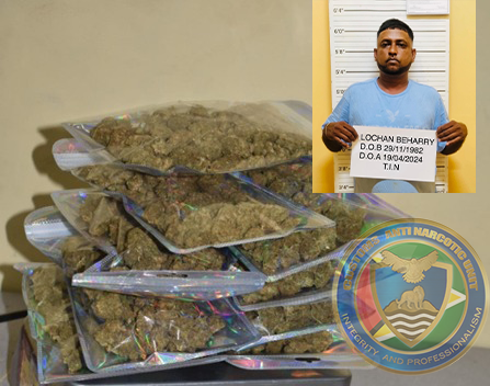 On 19th April 2024, CANU Officers intercepted a male vendor, Lochan Beharry, carrying a white plastic bag containing suspected cannabis, that tested positive for cannabis and weighed 282 grams. Beharry was taken to CANU's headquarters, where investigations are ongoing.